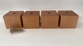 Set van 4 stuks houten meubelpoten Natuurkleur beuken 5 cm hoogte 7x7 cm met schroeven Boxspring bedden banken