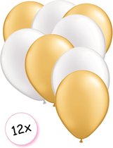 Premium Quality Ballonnen Goud & Wit 12 stuks 30 cm