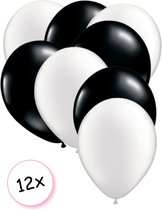 Premium Quality Ballonnen Wit & Zwart 12 stuks 30 cm