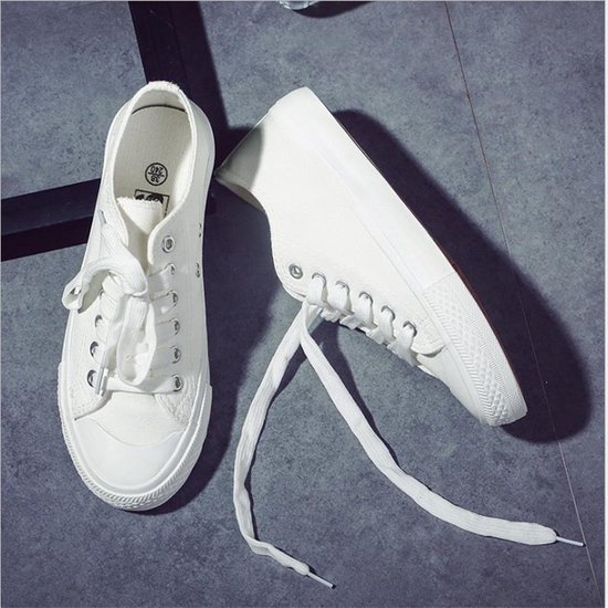 lage sneakers / gymschoenen - canvas - wit - maat 40 | bol.com