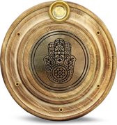 Houten Wierook houder Brass Fatima Hand 10 cm