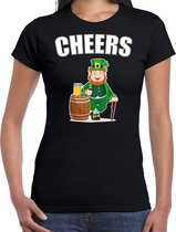 St. Patricks day t-shirt zwart voor dames - Cheers - Ierse feest kleding / outfit / kostuum XL