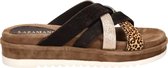 Lazamani dames slipper - Bruin multi - Maat 40