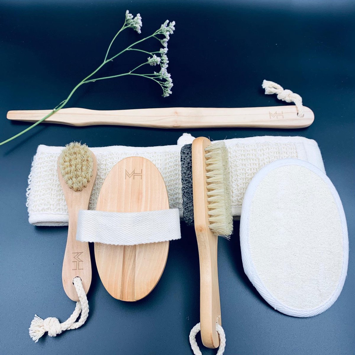 Marlo Home - Premium Bamboe Badborstels Inclusief Rugborstel - Drybrushing -