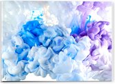 Acrylglas - Wit, Blauwe en Paarse Rook - 40x30cm Foto op Acrylglas (Met Ophangsysteem)