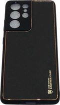 Samsung Galaxy S21 Ultra  / S30 Ultra Zwart Back Cover Luxe High Quality Leather hoesje