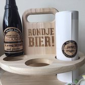 Granger - Gifts Plateau en bois Bières ronde avec étiquette de bière - Ask Peter - Naissance - DIY - Mélange de bières
