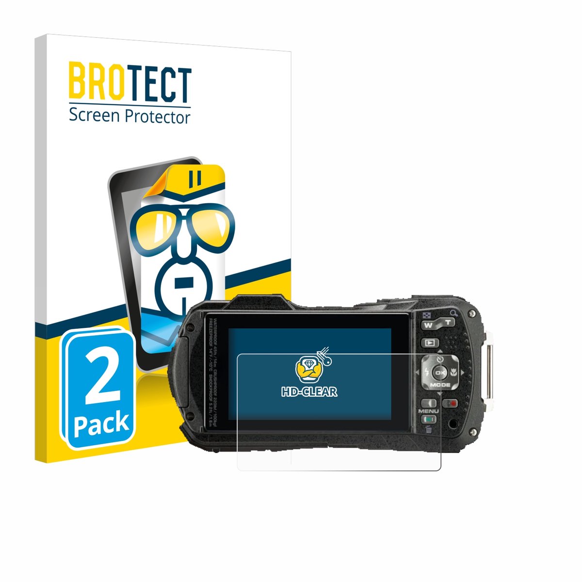 BROTECT - Screenprotector voor Pentax WG-90 - Folie Beschermfolie transparant 2 Stuks