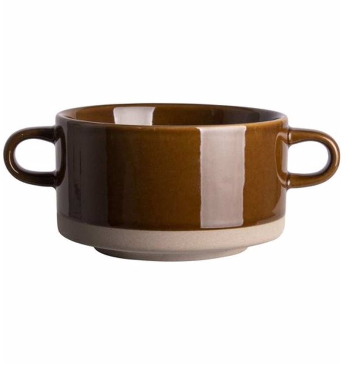 Soepkommen - Woodstock Soepkom - Soepkoppen - Bruin - 4 Delig - Soepkop - Servies - Aardewerk - Diameter 11,5 Centimeter - Soepkommen Met Oor