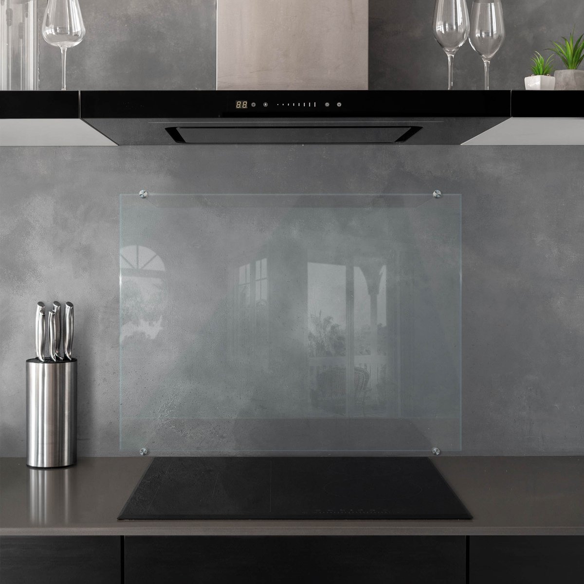 Coloray Keuken Achterwand Glas Transparant - Veiligheidsglas Achterwand Keuken - 80x60 cm - Glazen Spatplaat Transparant - Helder Glas Achterwand Keuken - Transparante Keuken Achterwand - Transparante Beschermplaat Keuken