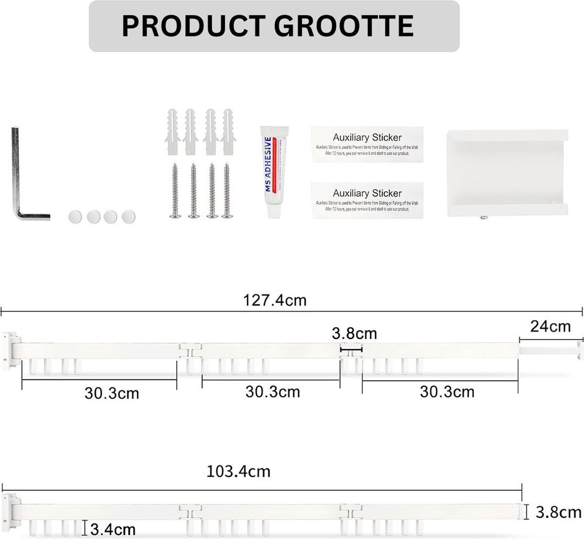 NBAP® Wanddroogrek - Droogrek Inklapbaar - Wasrek - Droogtoren - Droogrekken - Wit