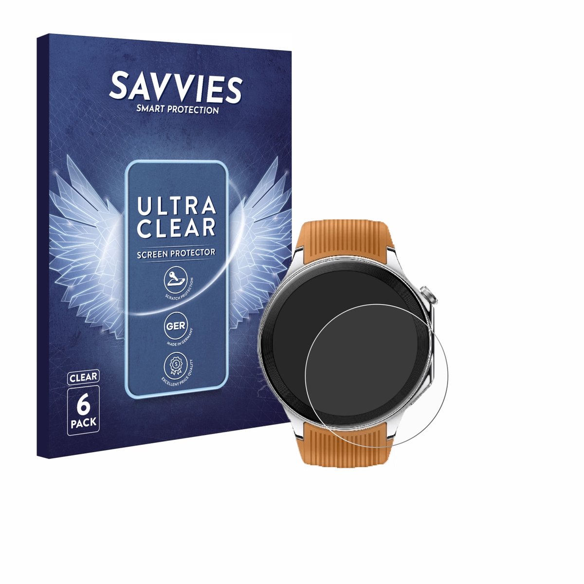 Savvies - Screenprotector voor Oppo Watch X - Folie Beschermfolie transparant 6 Stuks