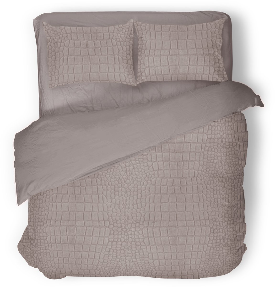 Eleganzzz Dekbedovertrek Micro Mink Crocodile - Dekbedovertrek 200x200/220cm - Sand - Velvet Dekbedovertrek - Dierenprint Dekbedovertrek - Effen Dekbedovertrek