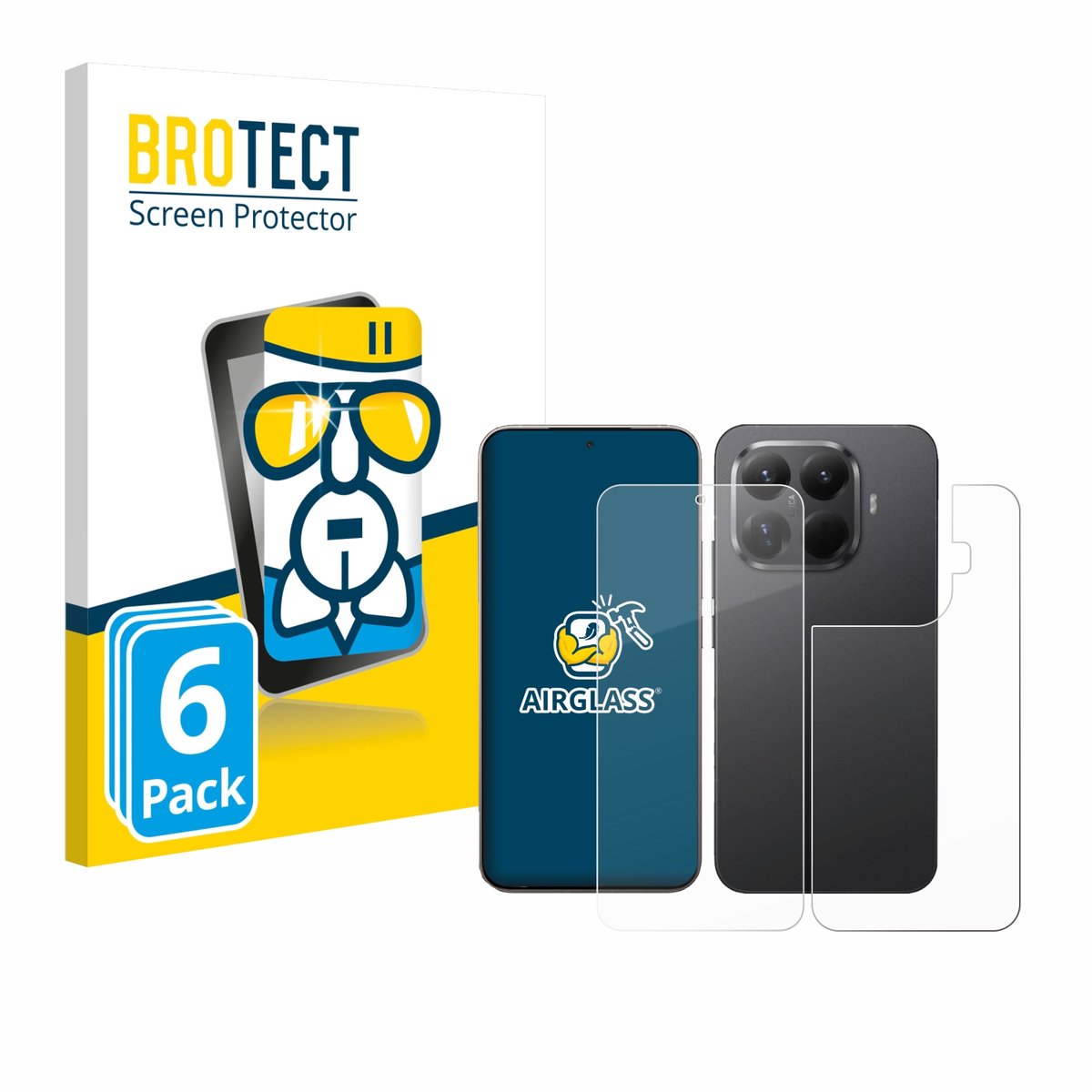 Screenprotector 6 Stuks voor Xiaomi 15T Pro (Voor+Achter) Beschermglas transparant
