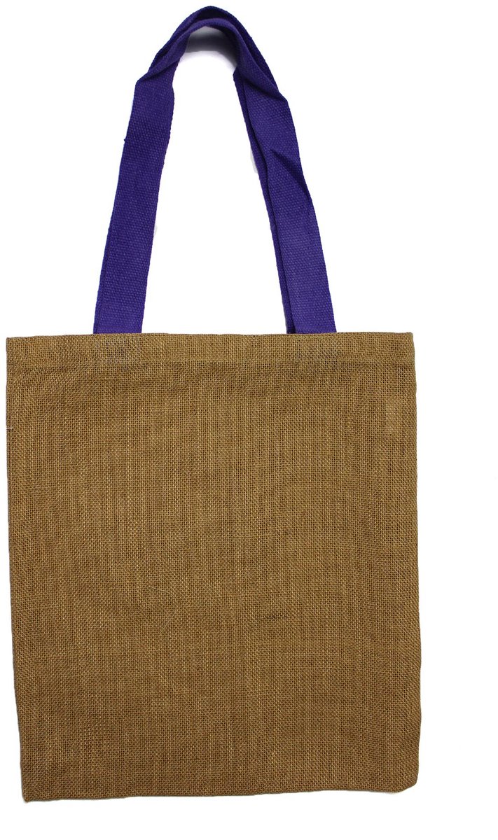 Grote jute tas - bruine handgreep - 5 stuks