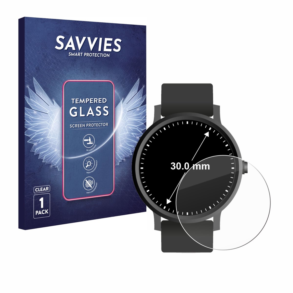 Savvies - Glas Screenprotector voor Horloges (Rond, ø: 30 mm) - Gehard Beschermglas 9H