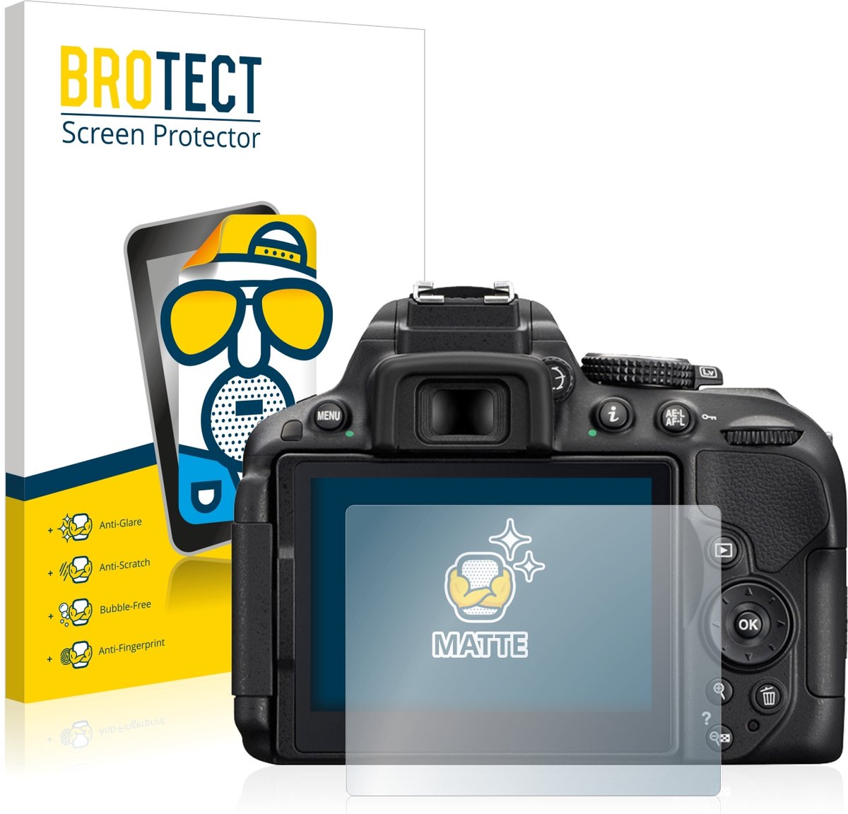 BROTECT - Screenprotector voor Nikon D5300 - Folie Beschermfolie matte 2 Stuks