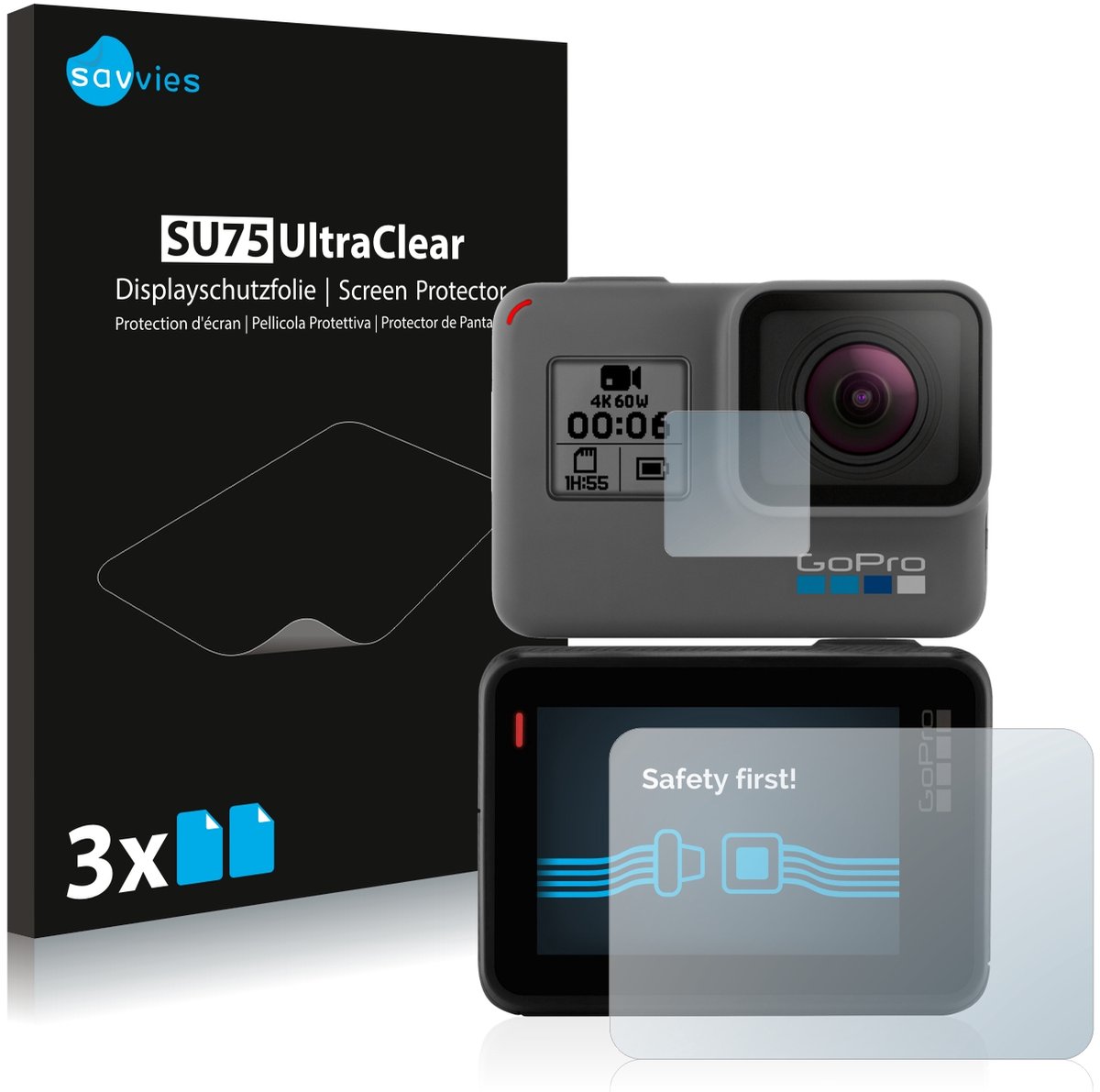 Savvies - Screenprotector voor GoPro Hero 5 Black - Folie Beschermfolie transparant 6 Stuks