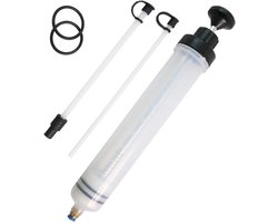 Allecto- Olie-afzuigspuit - olieverversingsgereedschap - afzuiging en vulling - oliepomp - 500 ml - 2 slangen - reserve rubberen ringen - Geschikt voor olie verversen - Wit-Transparent