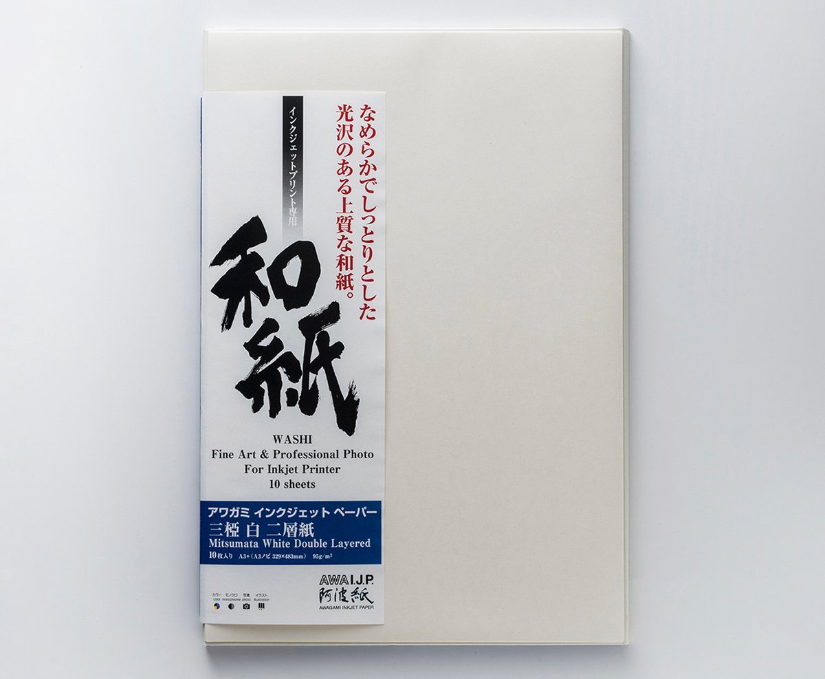 Awagami Mitsumata White Double Layered 95grs.Mat. A3+/10vel