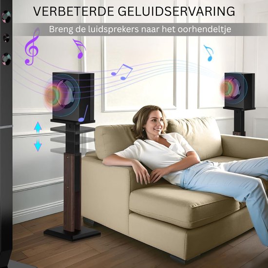 NBAP® Luidspreker Standaard - Speaker Vloerstandaard - Extra Stevig - Zwart en Walnoot van Merkloos — afbeelding 4
