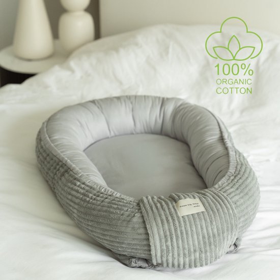 ANDER™ - COZY Babynestje | Premium Baby Nest Bed | Zacht Grijs Rib | Made in Poland