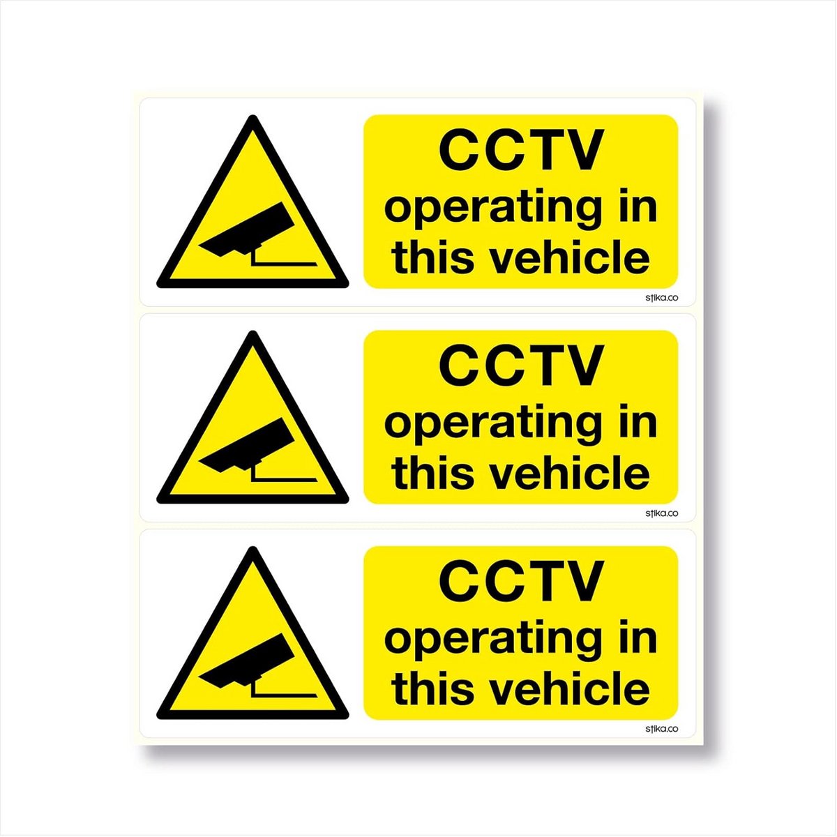 Set van 3 Sticker voor Voertuigen: Camerabewaking Zichtbaar