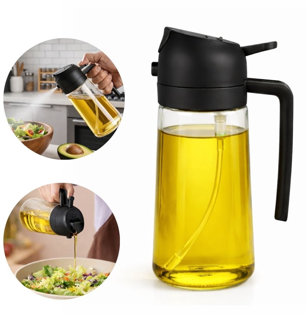 Olijfolie Sprayer & Fles 2-in-1 - Olijfolie Fles Verstuiver voor Keuken - Cooking Spray - Oliespray - Bbq Accesoires - Oliefles - Bakspray
