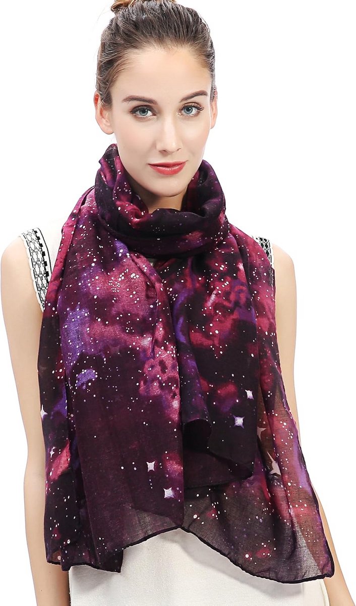Grote Dames Sjaal met Sterrenhemel Print - Lichtgewicht en Mooi