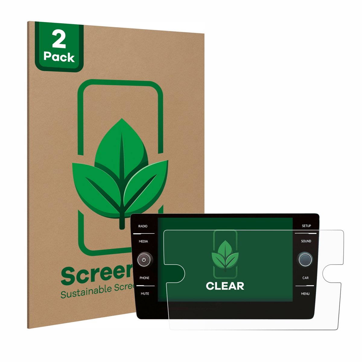 ScreenLeaf - Screenprotector voor Volkswagen Golf 7 2019 Discover Media 8" - Duurzame schermbescherming Folie Beschermfolie transparant 2 Stuks