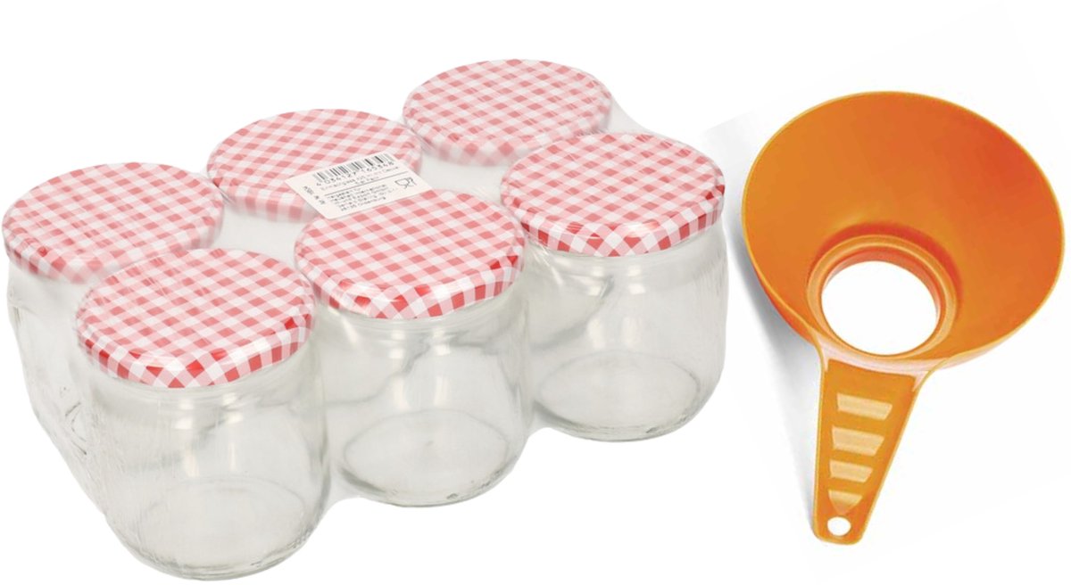 Confituurtrechter met weckpotten set - 6x potje - 425 ml - schroefdeksel
