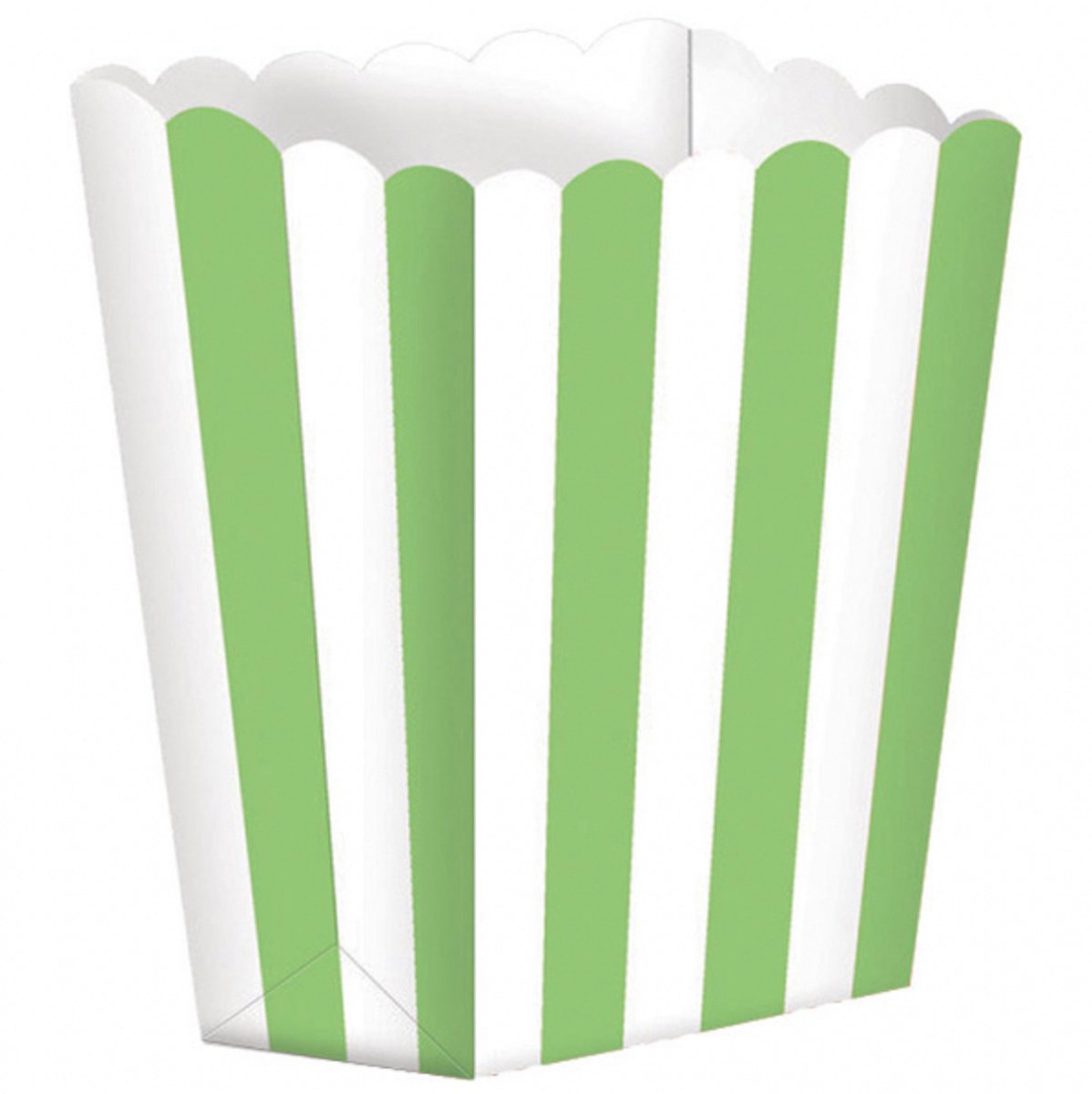RIETHMULLER - 5 groen-wit gestreepte popcornbekers 9,5 x 13,5 cm voor feest