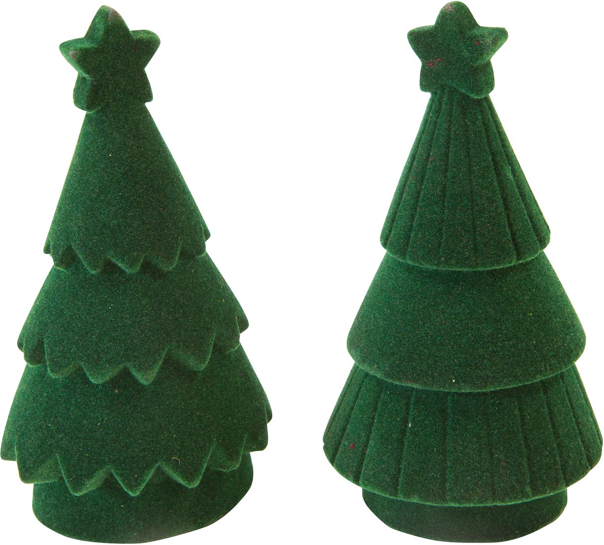 HOBI - Groene fluwelen kerstboom van hars 11 cm, tafeldecoratie