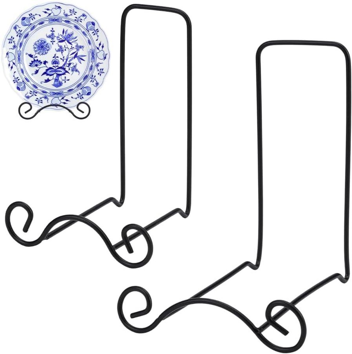 Smeedijzeren Kom Stand - Metalen Display Rack voor Decoratieve Schotels - Zwart - Set van 2