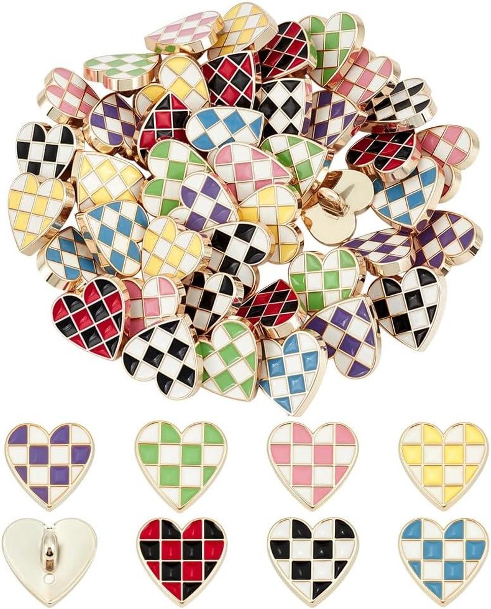 49 stuks hartknopen in 7 kleuren voor kledingaccessoires en meer