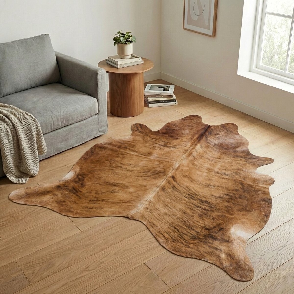 Koeienhuid Vloerkleed - Effen-solid - 195 x 195 cm - Koeienkleed / Koeienvel / Dierenvel / Dierenhuid / Koehuid Tapijt