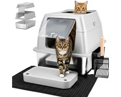Kattenbak RVS met Deksel XXL – Gemakkelijk schoon te make...