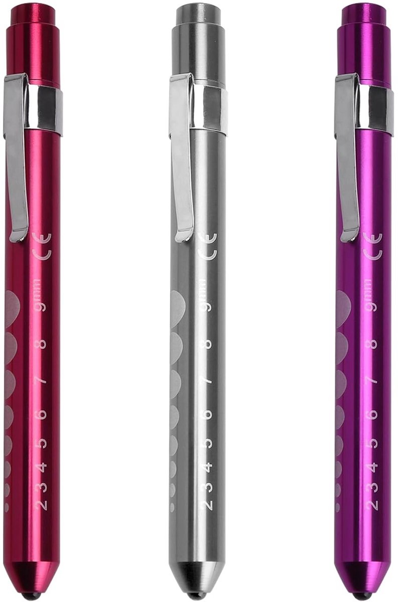 Set van 3 Penlampen LED met Klem - Diagnostische Zaklamp voor Zorg en Inspectie