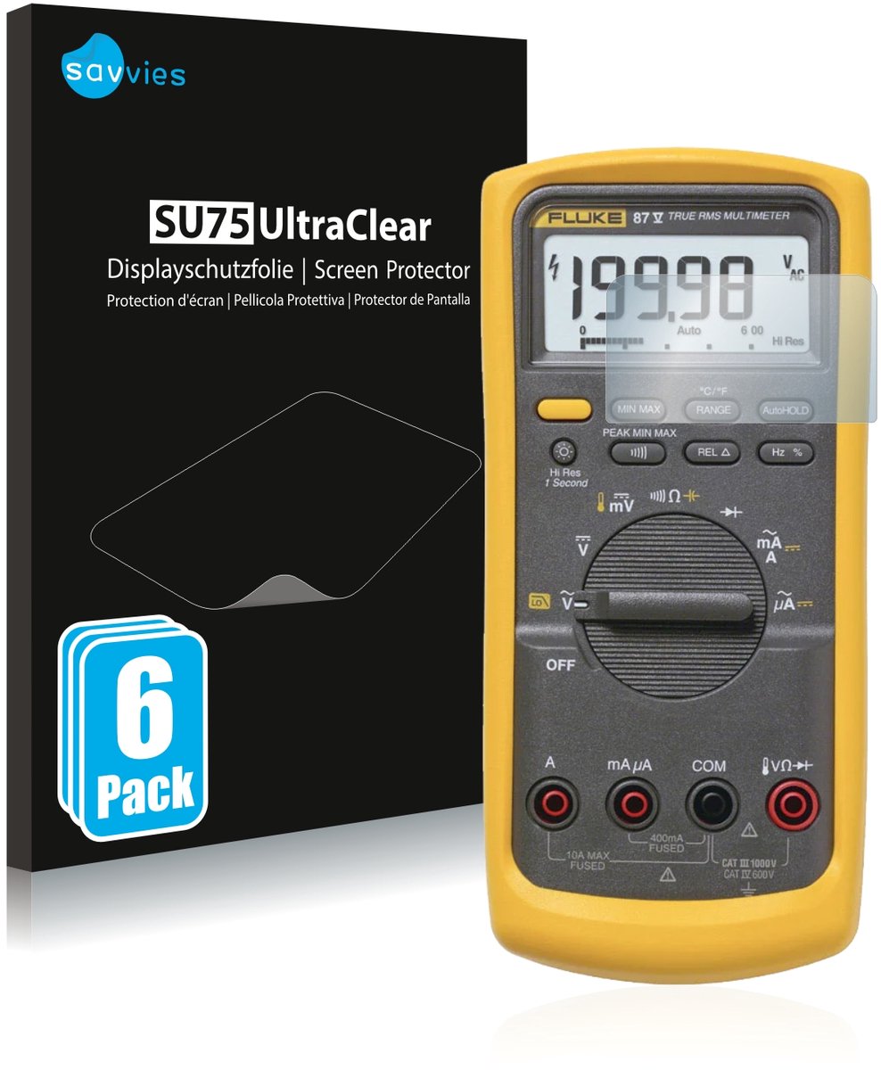 Savvies - Screenprotector voor Fluke 87v - Folie Beschermfolie transparant 6 Stuks