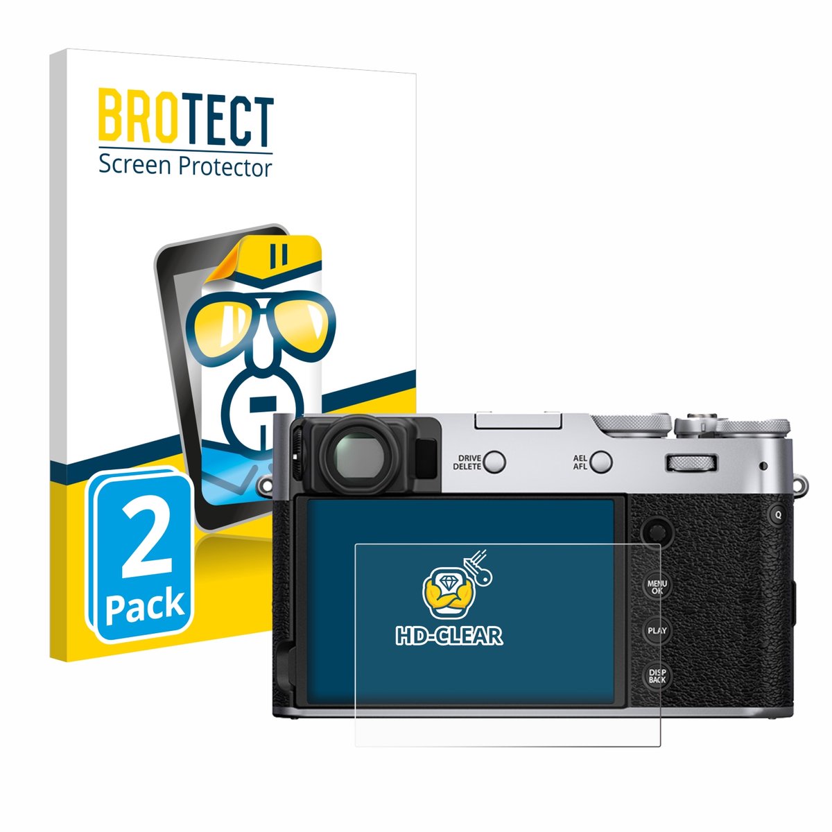 BROTECT - Screenprotector voor Fujifilm X100V - Folie Beschermfolie transparant 2 Stuks