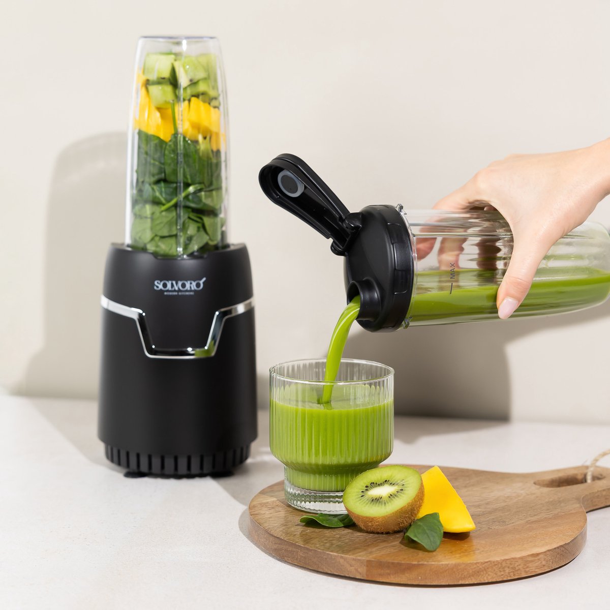 Solvoro blender zwart 800watt - smoothie maker - ijscrusher- rvs