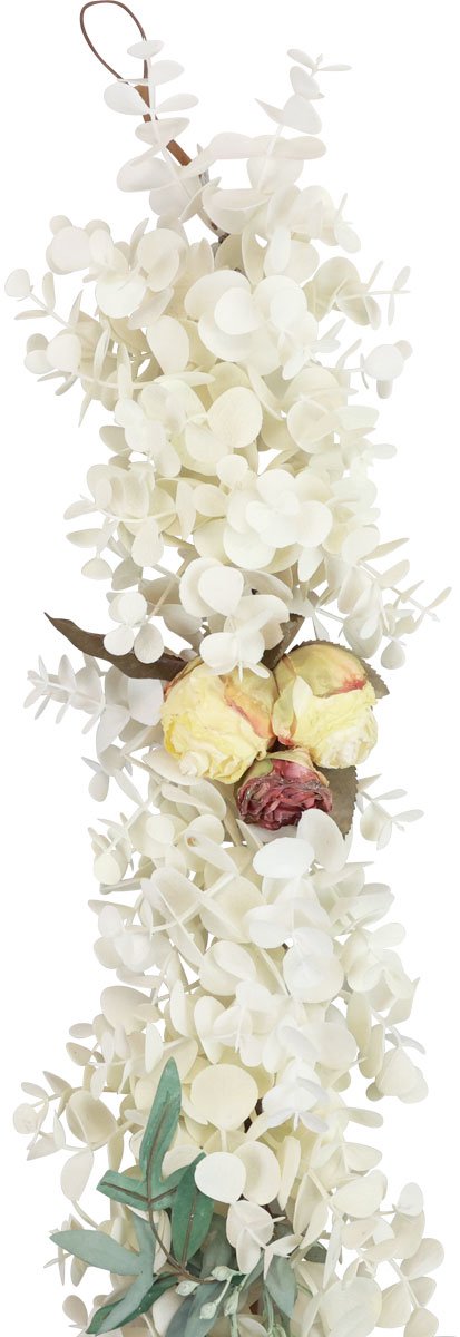 Viana Decoratieve slinger plantenslinger eucalyptus kunstrozen droge look 17 wit