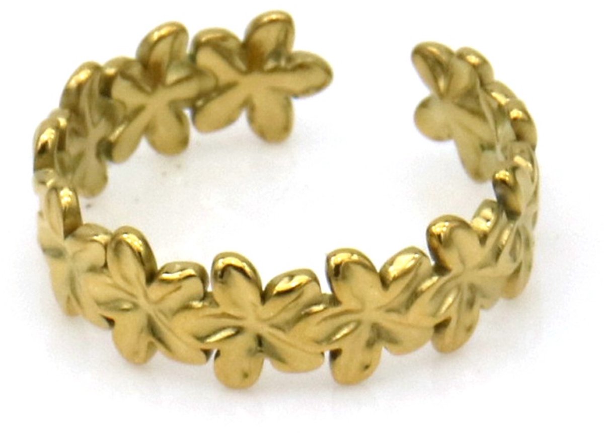 Ring - RVS - bloemen - verstelbaar