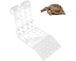 Transparant Zonnebadplatform voor Schildpadden - Rustterras en Hangbrug - Verstelbaar Klimrek Aquarium Accessoires