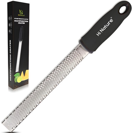 HI NATURE™ premium rasp zester – lange handrasp – roestvrij staal zwart
