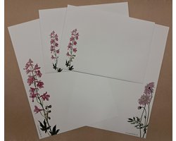 Briefpapier - Set Bloemen Duo - 12 vellen A4 formaat - 6 enveloppen