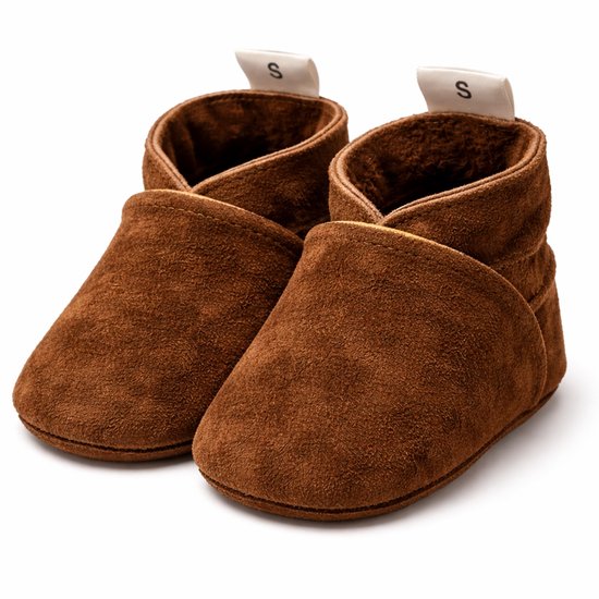 BabySteps suède slofjes voor baby's - cognac