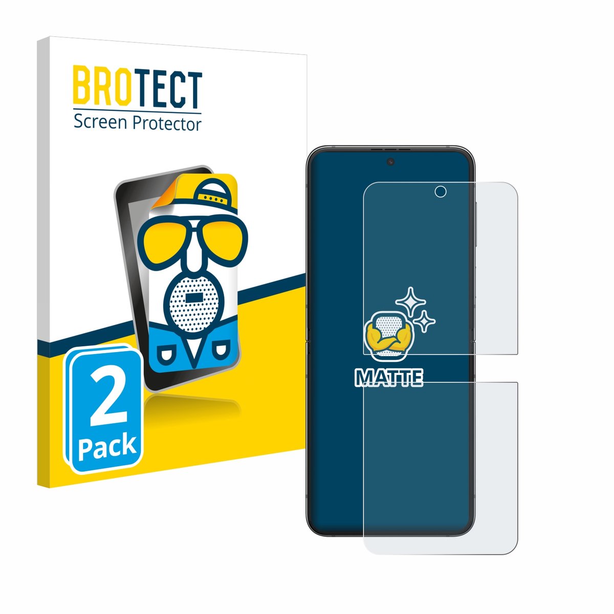 BROTECT - Screenprotector voor Samsung Galaxy Z Flip 5 - Folie Beschermfolie matte 2 Stuks