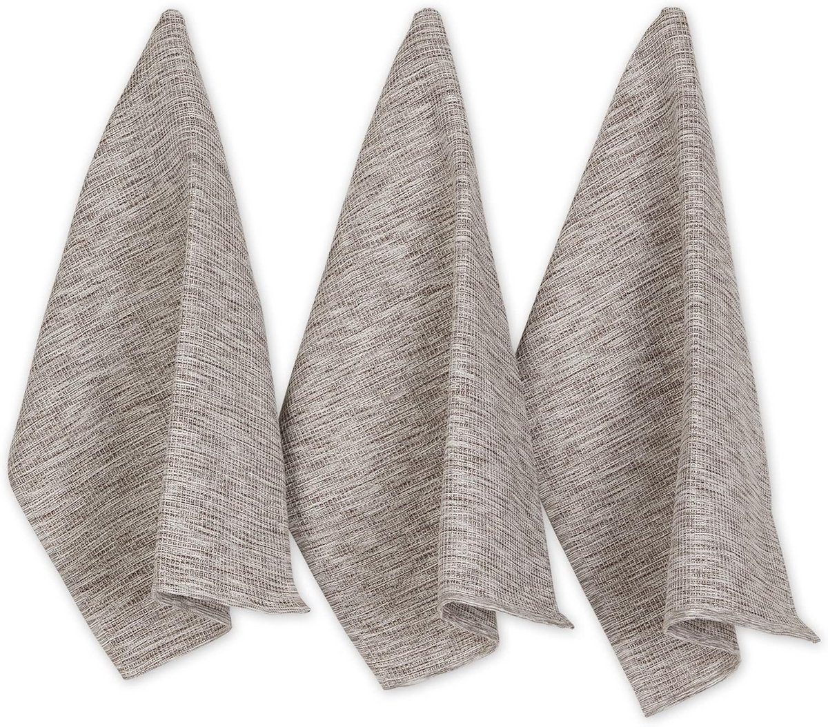 Set van 3 Absorberende Keukendoeken in Wafelpatroon, Lederbruin
