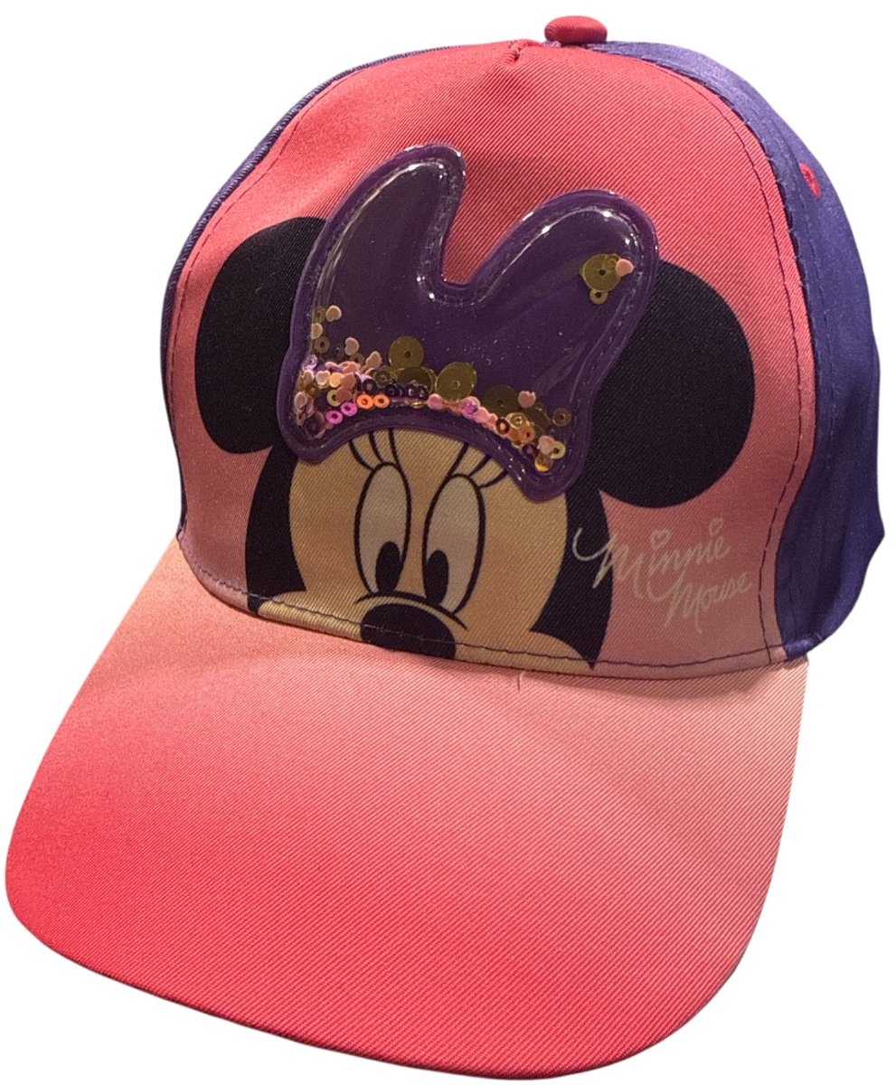 Disney Minnie Mouse Kinderpet – Roze met Pailletten Strik – Verstelbare Cap – 52-54 cm